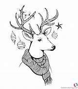 Coloring Pages Hipster Deer Scarf Three Printable Adults Kids sketch template