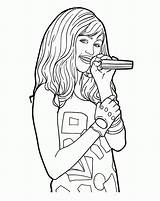 Miley Cyrus Disney Microphone Coloringhome Selena Gomez sketch template