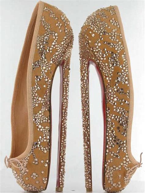 Christian Louboutin Crystal Covered Nude Ballet Flats With