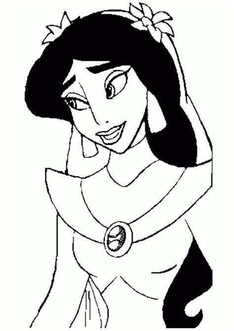 easy princess jasmine coloring pages pictures