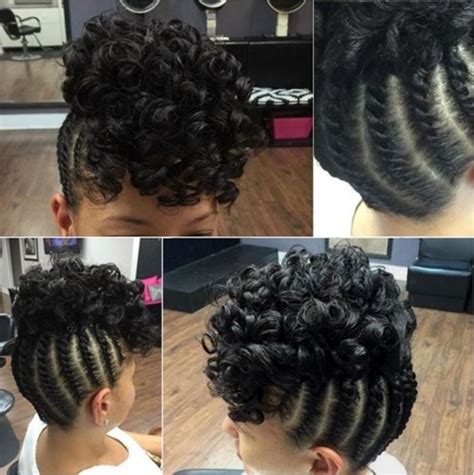 Braided Updo With A Curly Top For Black Hair Protective Hairstyles