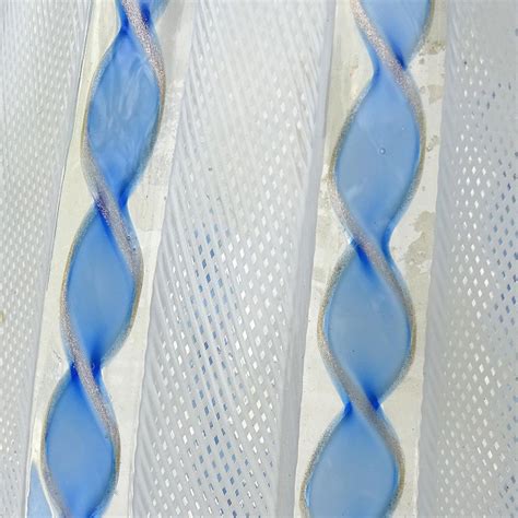Murano Blue Aventurine White Zanfirico Ribbons Italian Art