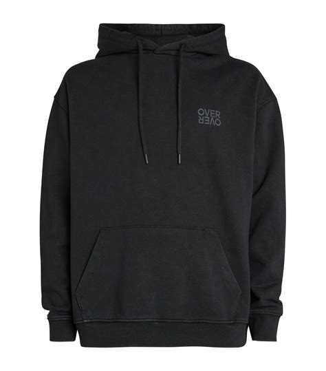 mens   black cotton logo hoodie harrods uk