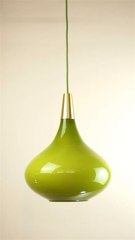 large vintage swedish green glass pendant ceiling light 1960s for sale