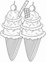 Ice Cream Coloring Cute Cone Drawing Pages Cones Kids Crafts sketch template