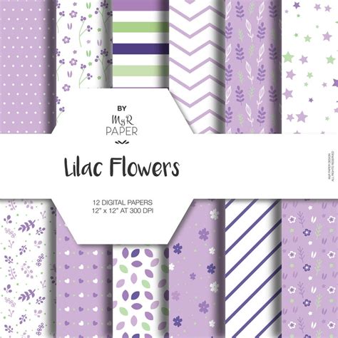 lilac digital paper lilac flowers pack  etsy italia