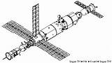 Mir Soyuz Kvant Isometric sketch template