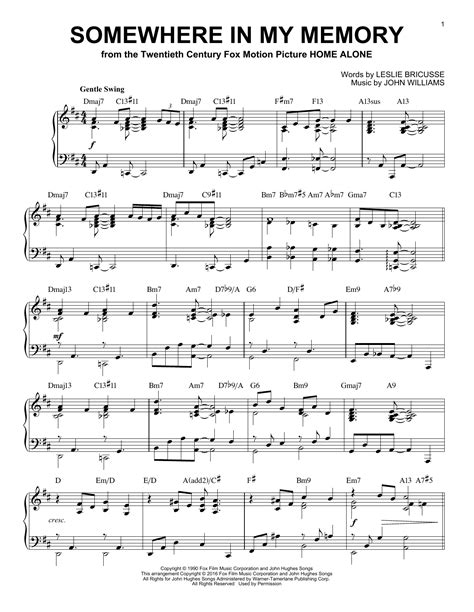 Somewhere In My Memory [jazz Version] From Home Alone Arr Brent