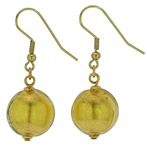Murano Earrings Murano Glass Disk Earrings Liquid Gold