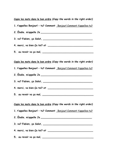 greetings and names worksheet teaching resources french greetings