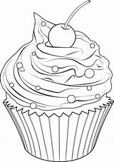 Cupcake Drawing Outline Coloring Pages Cupcakes Drawings Line Template Kids Sheets Coloriage Printable Food Muffin Cake Draw Dessin Birthday Adulte sketch template