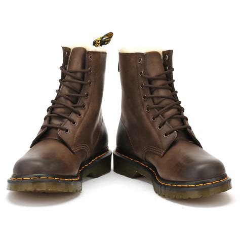 dr martens leather dr martens  serena fur lined womens dark brown boots lyst