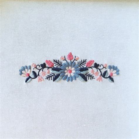 folk floral border machine embroidery design boho flower border