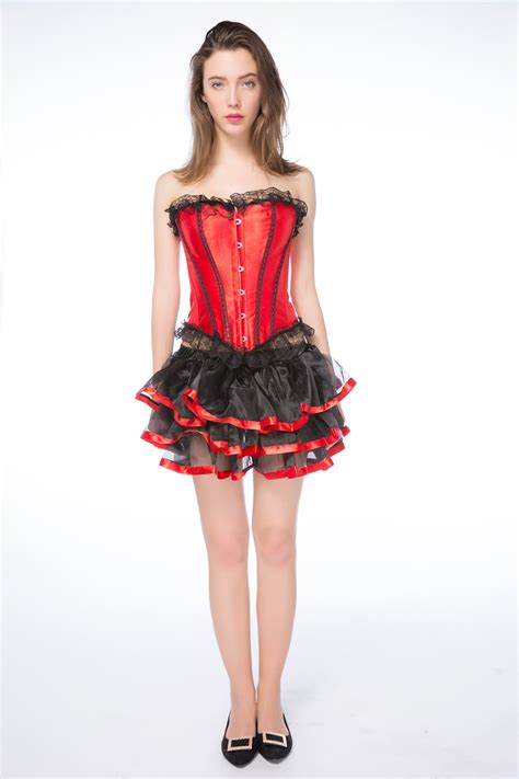 women sexy lingerie bustiers red steampunk corset lace up with tutu