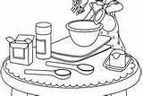 Cookies Baking Coloring Pages Mother Little Girl sketch template