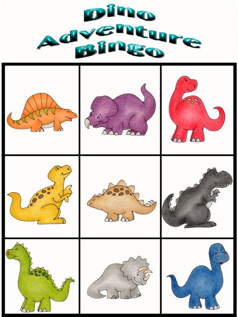 customize   printable dino adventure bingo  dinosaur