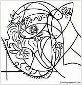 Picasso Coloring Pablo Famous Pages Paintings Cubism Painting Girl Pillow Color Printable Colouring Sheets Para Bing Template Online Thecolor Arte sketch template