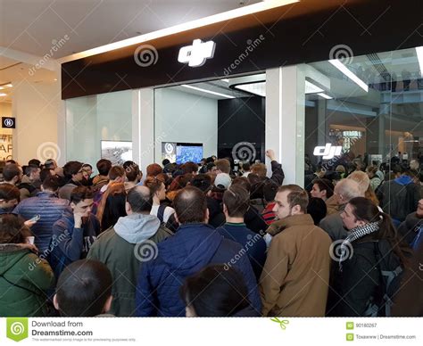 crowd  people   opening  dji store editorial photography image  portable modern