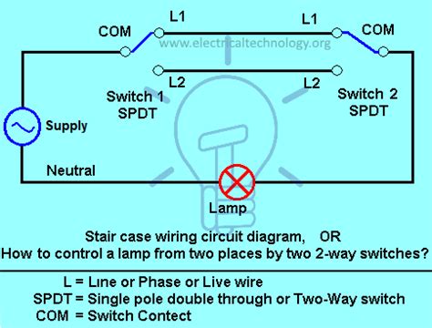 staircase wiring circuit diagram   control  lamp   places
