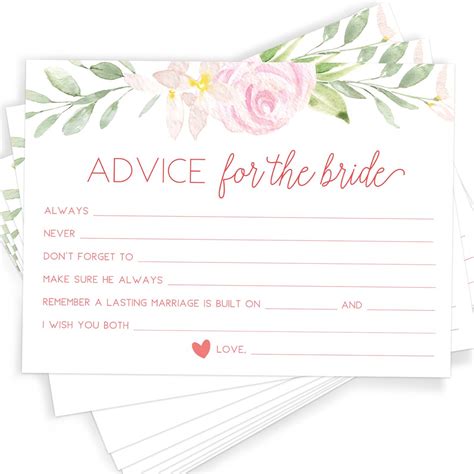printed party advice   bride set   cards bridal shower