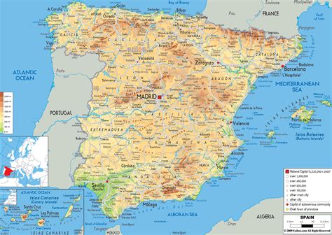 maps  spain detailed map  spain  english tourist map map