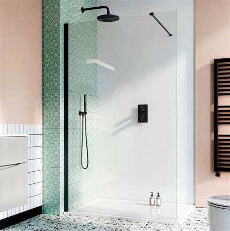 crosswater design  matt black walk  shower panel uk bathrooms