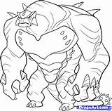 Ben Coloring Humungousaur Ultimate Step Draw Characters Print sketch template