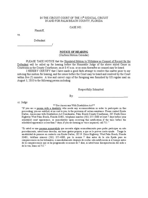 sample letter requesting  court hearing