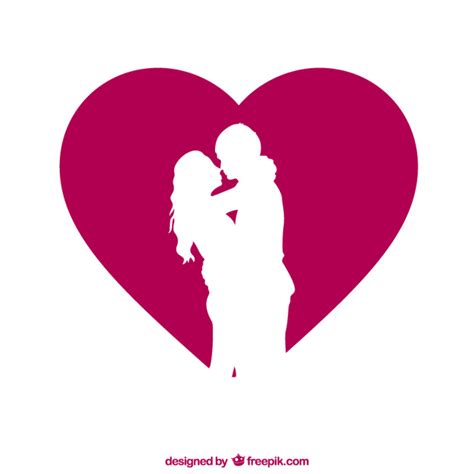 Couple Silhouette With Heart Vector Free Download