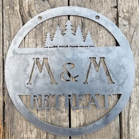 custom hanging outdoor metal sign rustic cabin wall art maker table