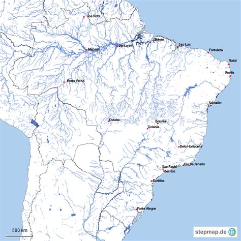 stepmap brasilien mit staedten landkarte fuer brasilien
