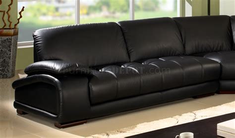 black bonded leather modern sectional sofa wwooden legs