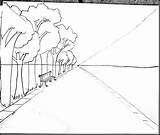 Perspektive Zeichnen Fluchtpunkt Allee Fluchtpunktperspektive Landschaft Grundschule Vanishing Perspektiivi Yhden Railroad sketch template