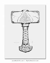 Mjolnir Norse Martillo Vikingos Símbolos sketch template