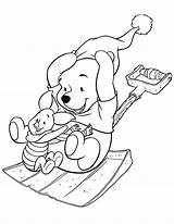 Pooh Coloring Bear Piglet Pages Winnie Drawing Clip Colouring Clipart Winter Sledding Christmas Tubing Snow Print Shovel Cute Kids Clipartbest sketch template