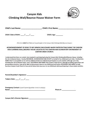 bounce house waiver form fill  sign printable template