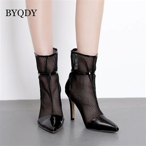 byqdy 2018 spring air mesh female boots shoes autumn women booties