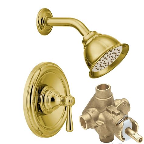 moen tepp  kingsley posi temp shower trim kit  valve polished brass amazon