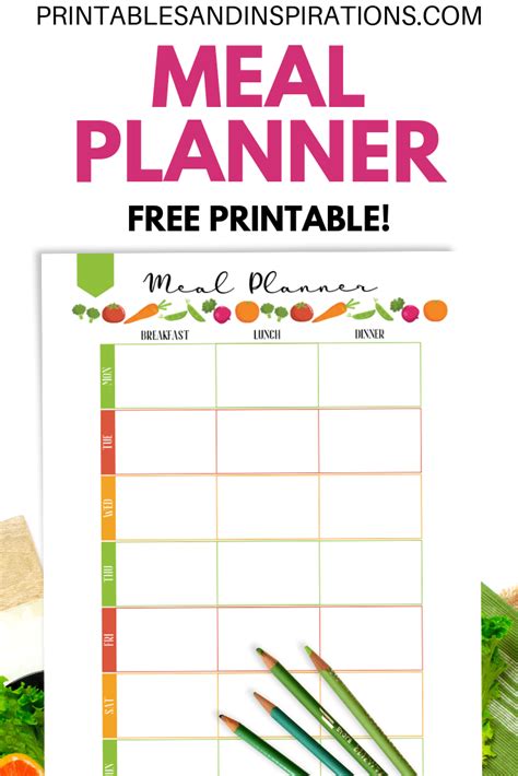 meal planner printable template  healthy living printables