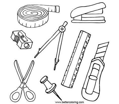 school supplies coloring pages stationery  printable coloring pages