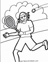 Tennis Racquet Coloring Ball Playing sketch template