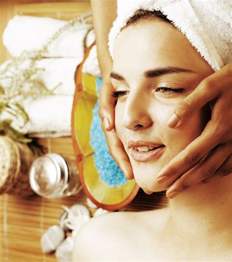stock photo attractive lady  spa treatment  salon clos stock