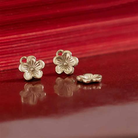 solid  gold cherry blossom charm  jumpring