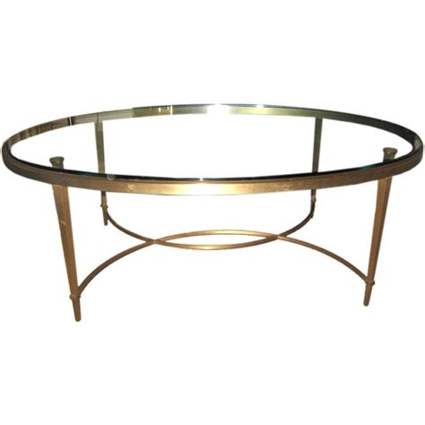 Bronze And Glass Oval Coffee Table At 1stdibs