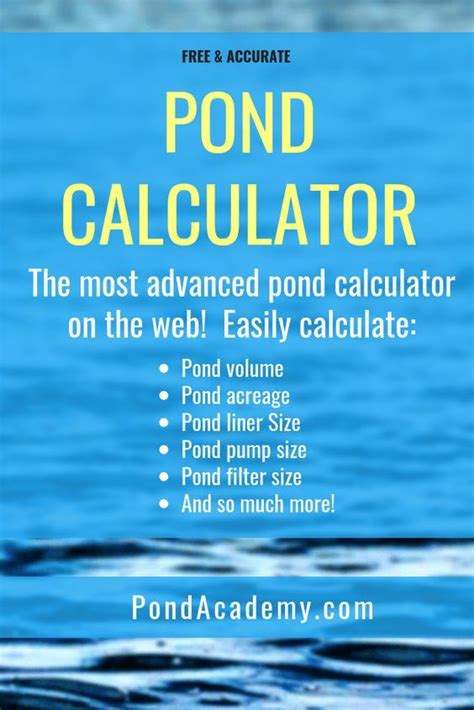 advanced pond calculator   web  accurately displays