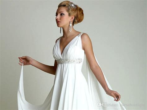 discount greek style wedding dresses with watteau train