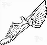 Track Spikes Shoe Wings Running Coloring Shoes Template Pages Clipart sketch template