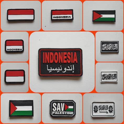 jual patch rubber logo save palestine indonesia arab islami