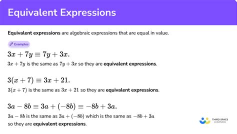 equivalent expressions steps examples questions