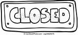 Closed Sign Cartoon Shop Freehand Drawn sketch template